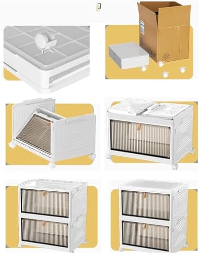 HYGRAD Shoe Storage Boxes Stackable Trainer Containers Shoe Organisation Boxes With Door On Wheels To Move around For Bedroom 2/3/4/5/6 Layers (6 Tier) — view 5