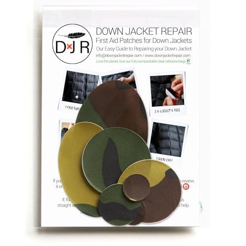 Self‑Adhesive Ripstop Nylon Repair Patch Kit – 30‑Second Fix for Tents, Jackets, Sleeping Bags, Backpacks & Beach Gear – Festival, Camping & Vanlife Essential – 7 Pre‑Cut Patches (Camo)
