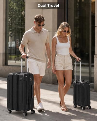 Kono 24 Inch Medium Hard Shell Suitcase ABS Lightweight Luggage(Black) — view 2