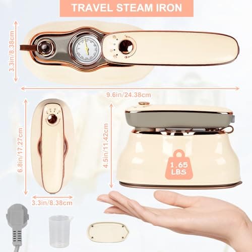 Upgrade Rotary Travel Steamer Iron for Clothes, 2 in 1 Pointer Temp Display Portable Garment Steam Generator, 1200W, Large Tank 200ml, 20S Heat-Up, Travel Essentials, Gifts for Mums, Girlfriends, Wife — view 4