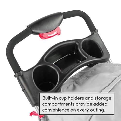 KCT Hooded Foldable Pet Dog Cat Stroller Grey- 4 Wheel Travel Carriage with Safety Leash,Canopy, Cup Holder, Storage Tray — view 4
