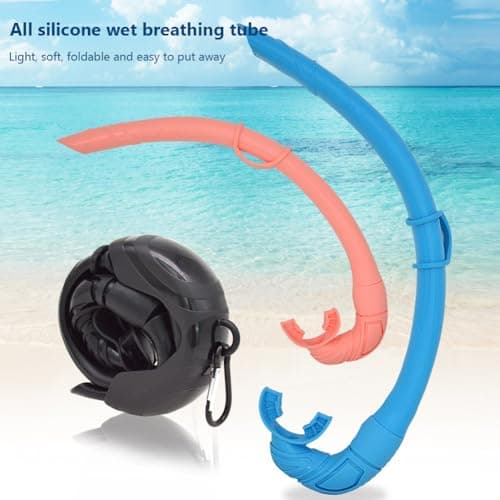 Silicone Roll-up Nautilus Snorkel, Flexible Foldable Freediving Snorkel with Compact Storage Case, Roll-up Snorkel for Freediving, Snorkeling, Spearfishing, ScubaDiving White — view 3