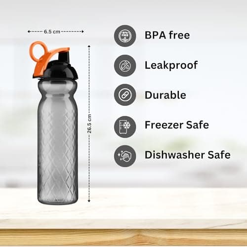 Homeshopa Sports Water Bottle, 680ml Non-Toxic BPA Free Flip Top Lid Plastic Bottle, Durable Leak Proof Drinking Bottle For Running, Gym, Fitness, Yoga, Outdoors and Camping (Pack of 3) — view 2