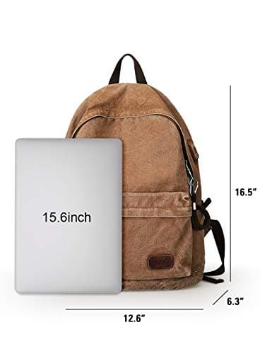 Muzee Canvas School Backpack with 15.6 inch Laptop for Men Women, Lightweight Anti-Theft Travel Daypack College Student Backpack Mit USB Charging Port — view 2