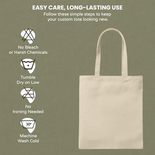 Belarte Personalized Tote Bag with Custom Text, Photo, or Logo | 100% Cotton Reusable Shopping, Gym & Beach Bag | Custom Gift for Women, Teachers, Birthdays & Mother’s Day (Natural) — view 3