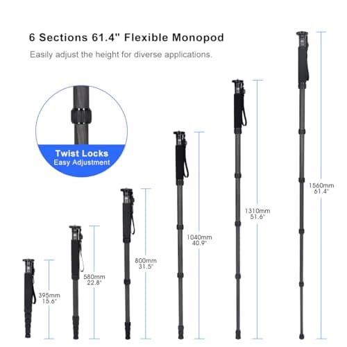SIRUI 61.4"/156cm Carbon Fibre Monopod for Camera, P-326 — view 4
