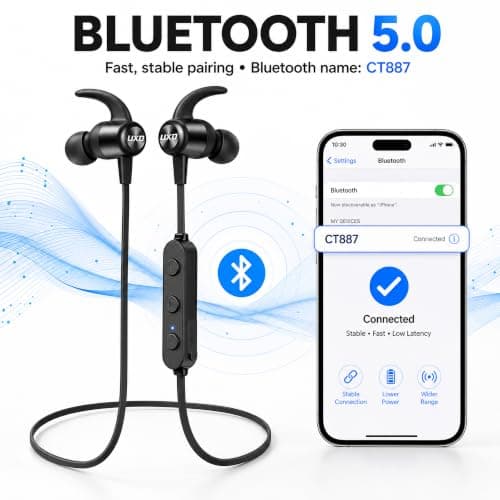 UXD Bluetooth Magnetic Neckband Earphones, 20H Playtime, Clear Call Mic, HiFi Sound, Liquid Silicone In-Ear Headphones with Volume Control for Running, Work & Travel — view 3