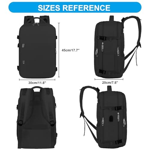 31.5 L Travel Backpack, Ideal for Traveling by Airplane, Unisex, Black — view 2