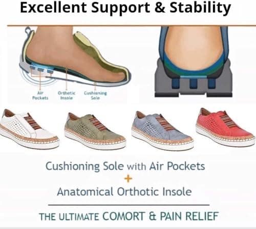 Womens Premium Orthopedic Casual Sneaker, Posture Correction Walking Shoes for Women Wide, Fashion Comfortable Cork Footbed Ladies Loafers(Green,10US) — view 6