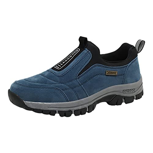 BIISDOST Men's Orthopaedic Slip On Walking Shoes with Arch Support, Lightweight Outdoor Shoes, Blue, Size 8 UK