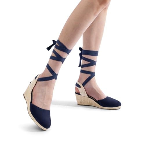 DREAM PAIRS Womens Espadrilles Platform Sandals,Navy-Canvas,5.5 — view 2