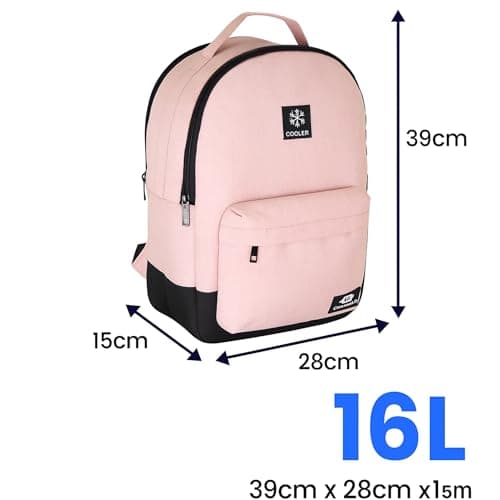 iN Cooler Backpack Insulated Lunch Bag for Men Women - Pink - Large Capacity Picnic Cooler, Camping Beach Travel Bag, Leakproof, Easy Carry Size 28x15x39cm, Backpack — view 6