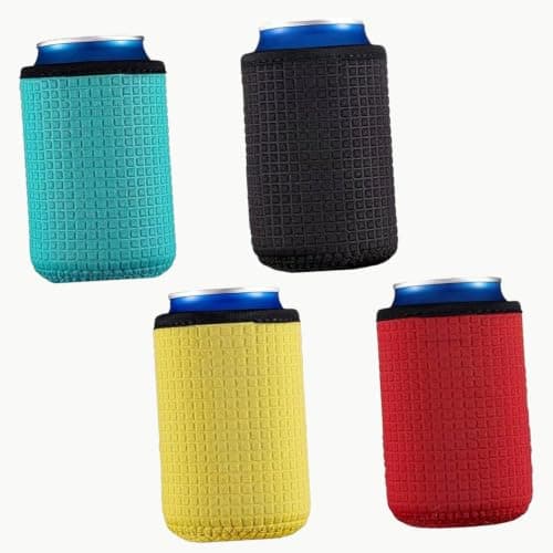 4 Pcs Can Cooler Sleeves,Non-Slip Beer Cooler,Rubber Insulated Cover,Portable and Durable,Consistent Temperature Protection,Ideal for Soda,Beer,and Water Bottles,As Well As Parties and Holiday Events