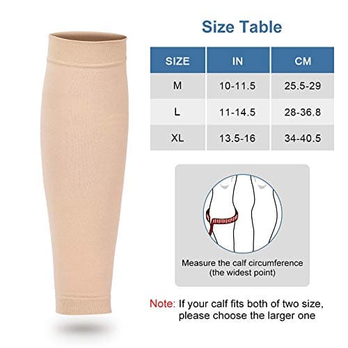 Calf Compression Sleeves Men Women, Medical Footless Compression Socks Shin Splints Leg Brace 20-30mmHg with Graduated Pressure Compression Calf Support for Swelling Varicose Veins Calf (Beige) — view 4