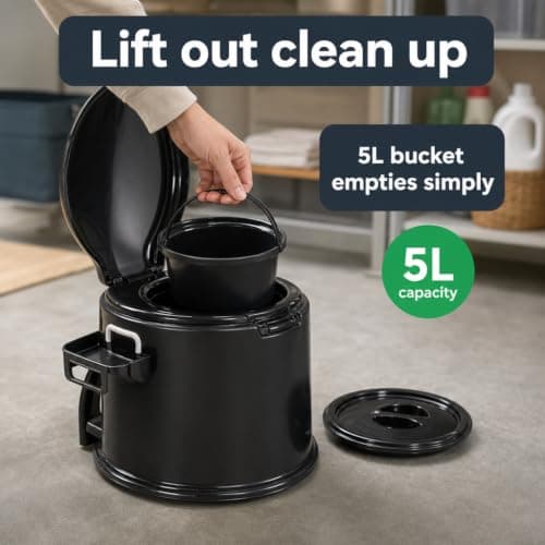 CMY 5L Portable Camping Toilet with Seat, Lid, Handles & Toilet Roll Holder — view 6