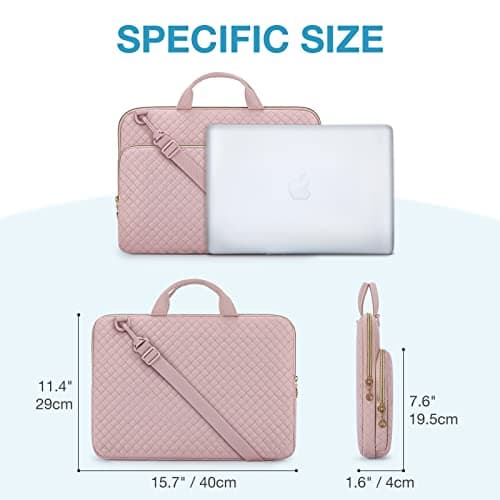 bagsmart Laptop Sleeve Carrying Case with Pocket, Computer Protective Cover for MacBook Air 2025 ASUS Lenovo HP Notebooks (Pink, 15.6 Inch - With Strap) — view 6