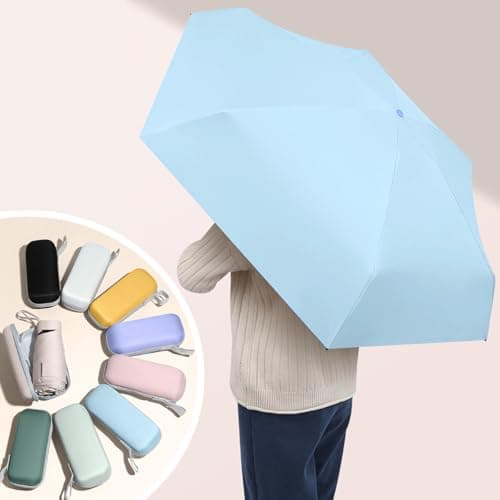 FANSEZQ Mini Sun Umbrella, Lightweight Compact Umbrella For Women And Kids, Portable Uv Parasol With Storage Box (Yellow) — view 5