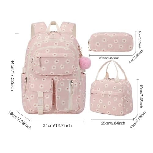 HiTotes Coquette Backpack School Bag for Girls 3Pcs Set Strawberry Backpack Kawaii Daypack for Secondary Primary Middle School — view 6