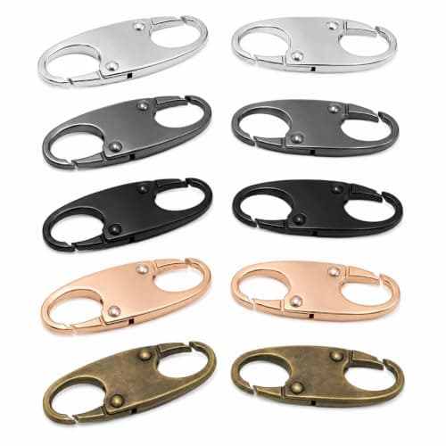 Dual-Head Zipper Lock Clasps, 10-Pack (Gold, Silver, Bronze, Black, White - 2 Each) - Security Lock for Luggage, Backpacks, Suitcase, Easy-Install Anti-Theft Zipper Pull Locks