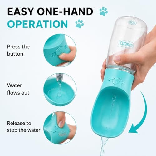 ASAB Dog Water Bottle Walking 550ml Portable Dog Water Bottle Leakproof Puppy Water Dispenser Easy to Operate Pet Water Bowl Pet Drinking Feeder Cat Puppy Perfect for Travel Outdoor Walking Blue — view 3