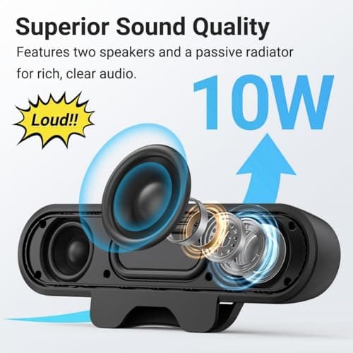 Inwa PC Speaker, USB Monitor Speaker with Clip-On, 10 W with HD Stereo Sound, for PC Monitor, Laptop, Mobile Phone, Desktop, Outdoor, Plug and Play (Black) — view 5