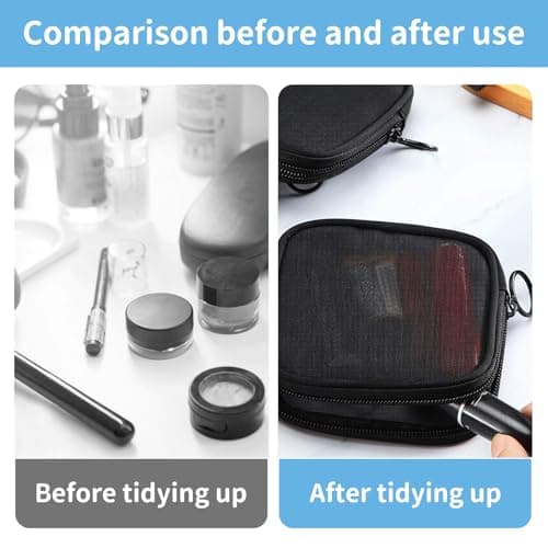 2 Pcs Small Make Up Bag,Mini Mesh Makeup Bag Organizing Pouch Nylon Small Purse Portable Electronics Accessories Multi-Functional Cosmetic Case Storage Makeup Bags Offices Travel Kit — view 3