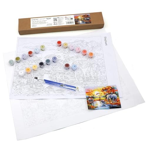 EXERZ Rolled Up Canvas Paint by Numbers Kits 30x40cm Landscape Elephant — view 2