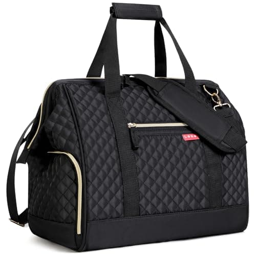 Lekesky Weekend Overnight Bags for Women - 45l Top Large Opening Travel Duffles Bag, Holdall Bag for Airlines with Shoes Compartment (Black,42 * 38 * 28cm)