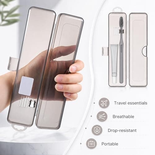 SynHHergyx 2Pcs Travel Toothbrush Holder Case Travelling Tooth Brush Holder Case Blue Brown — view 5