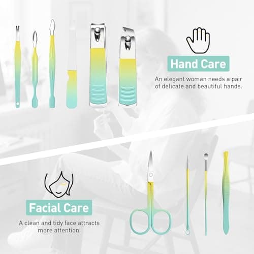 UNUSVERUM Manicure Set 10PCS Professional Nail Care Kit, Stainless Steel Pedicure Care Tools with Travel Case, Nail Clipper Set Gift for Women Wife Parents — view 2