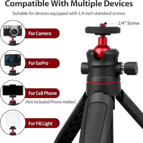 Compact Travel Tripod Mini Camera Tripod with 1/4" Screw & 360° Ball Head — view 2