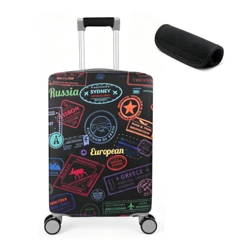 Sueving Luggage Covers for Suitcases, 26-28 Inches Elastic Large Suitcase Cover with Luggage Handle Wrap, Travel Luggage Cover for Business Trips, Holidays (Pattern 2, L)