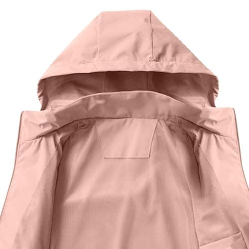 ZSIQOII Lightweight Waterproof Jacket Womens UK Hooded Windbreaker Long Rain Coat Rain Jacket Ladies Functional Windbreaker Outdoor Hiking Travel Rain Coat Rose Gold XL — view 4