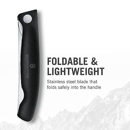 Victorinox Swiss Classic Foldable picnic knife for hiking, fruit, vegetables, bread rolls, sausage, with straight blade, extra sharp, Black — view 6