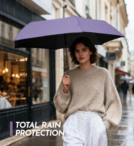 LILAC Mini Compact Umbrella, Lightweight Folding Parasol UPF 100 Rain Gear — view 6