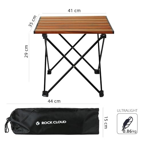 ROCK CLOUD Portable Camping Table Ultralight Aluminum Folding Beach Table Camp for Camping Hiking Backpacking Outdoor Picnic (Brown, Small) — view 3