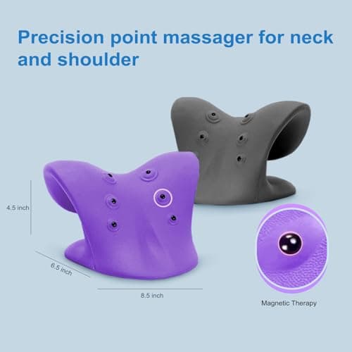 Neck Stretcher with Magnetic Therapy Acupressure for Pain Relief, Neck and Shoulder Relaxer, Chiropractic Pillow, Restore Neck Curve (Black) — view 5