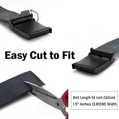 Mile High Life Cut To Fit Canvas Web Belt Size Up to 52" with Flip-Top Solid Black Military Buckle (Olive) — view 5