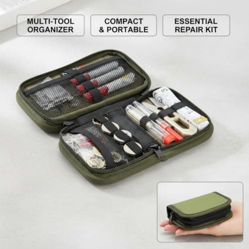 Bug Out Bag Survival Kit UK, Small Sewing Kit, Army Repair Set – Compact Bug Out Bag Survival UK with Nylon Case for Travel, Field, Home Emergency.. — view 3