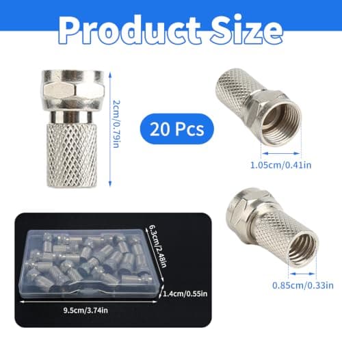 20 Pcs F Connector to Coax Adapter, Waterproof, Rust Prevention — view 2