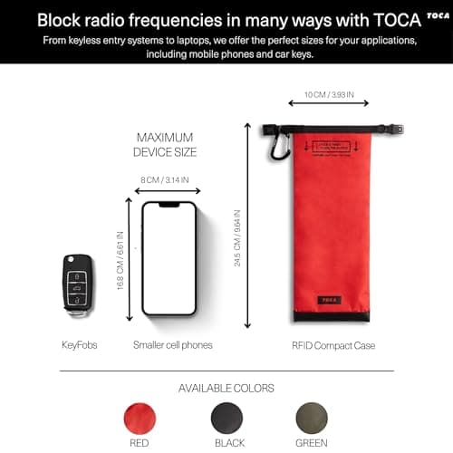 TOCA No Signal Sleeve - RFID Blocking Faraday Bag, Keyless Go & Smartphone/Laptop Protection, Data Privacy Shield, Water-resistant, Compact Red — view 4