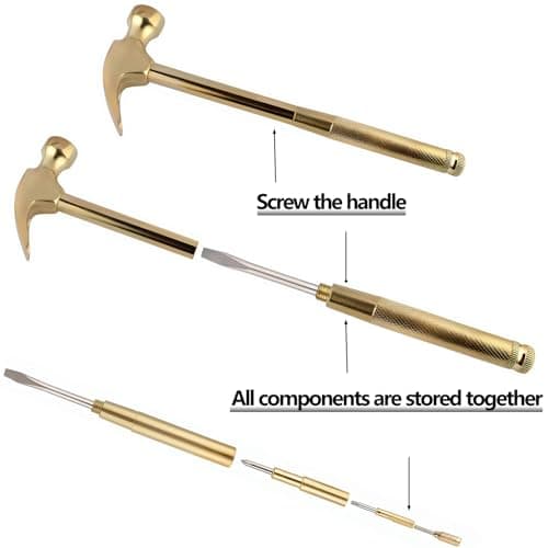 LANDIBO 6 in 1 Multi-Tool Camping Hammer Set with Slotted/Flat Head Phillips Screwdriver for Mechanical Maintenance, Interior Decoration, Outdoor Adventure, Best Gift (Yellow) — view 5