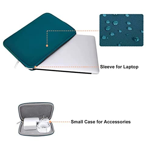 MOSISO 13 inch Laptop Case Neoprene Sleeve with Small Bag,Deep Teal — view 2