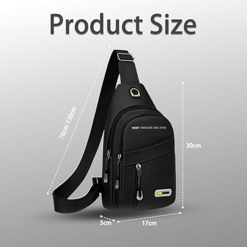Cross Body Bag Women Men, Waterproof Shoulder Bag Sling Chest Bags with Headphone Port Small Side Bags Crossbody Man Bag for Travel Gym Hiking Running Outdoor Sports Festival Shoulder Backpack (Black) — view 4