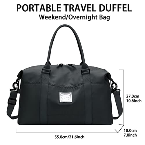 Hayayu Weekend Bag for Women Overnight Bags Travel Duffel Carry on Luggage Holdalls for Women Sports Bag Gym Bag Weekender Handbag, 55x27x18cm — view 3