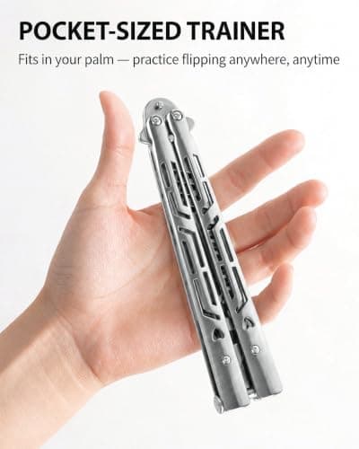 Foldable Butterfly Knife Trainer - for Training & Display Only (Silver) — view 5