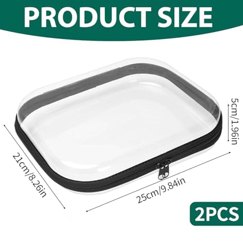 2PCS Clear Hard Shell Zipper Cases, Small Hard Case Toiletries Organiser Waterproof Toy Storage Bags for Building Blocks Puzzles Travel Gear & Cosmetic (25x21x5CM) — view 2
