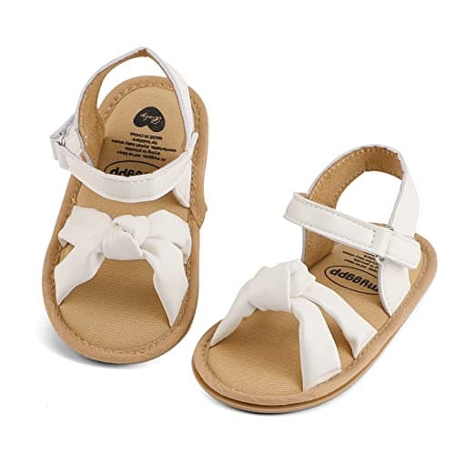 LACOFIA Baby Girls Sandals Infant Summer Shoes Anti-Slip First Walking Shoes White 3-6 Months — view 4