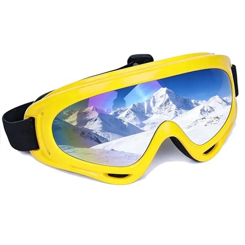 Ski Goggles Snowboard Goggles - UV Adjustable Snowmobile Riding Offroad Protective Goggles, Cycling Motorcycle ATV Glasses Winter Snow Sports Glasses For Youth Men Women Teens Boys & Girls (Yellow)