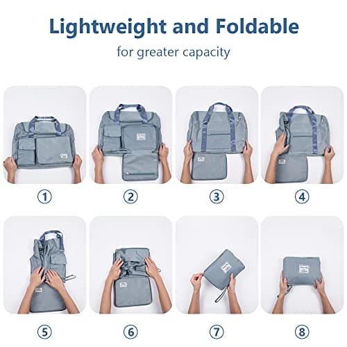 Flintronic Travel Duffel Bag, Foldable Gym Bag Overnight Weekend Bags for Women, Lightweight Hospital Bag with Wet and Dry Separation Bag, Large Holdall Bag Cabin Bag for Sports and Travel - Blue — view 5